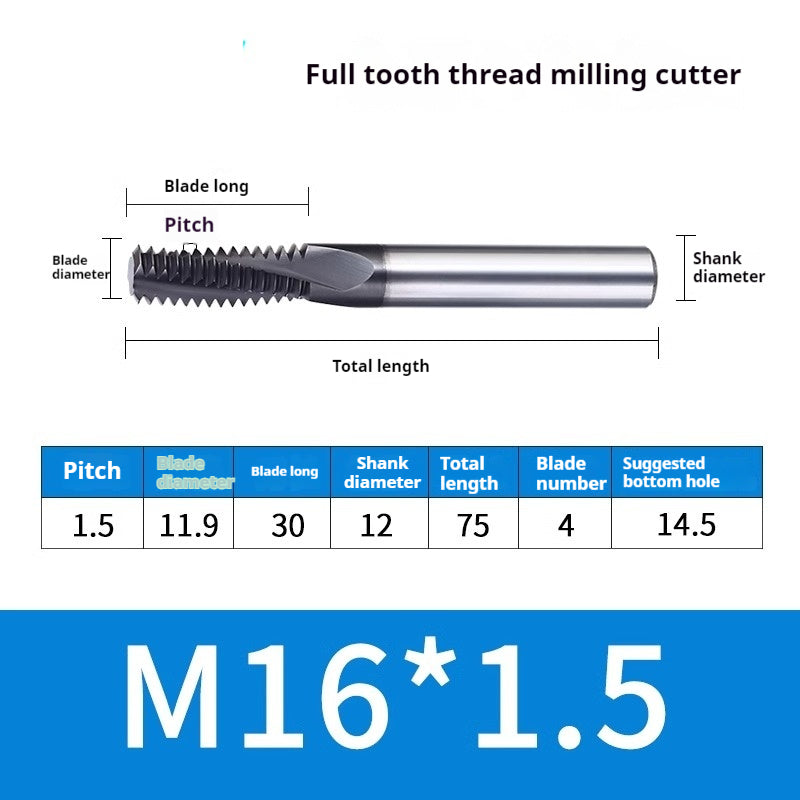 2034-65° three-tooth thread milling cutter, tungsten steel alloy end mill, tooth milling cutter, three-edged coating, M2M3M4M6 CNC cutter Shandong Denso Pricision Tools Co.,Ltd.
